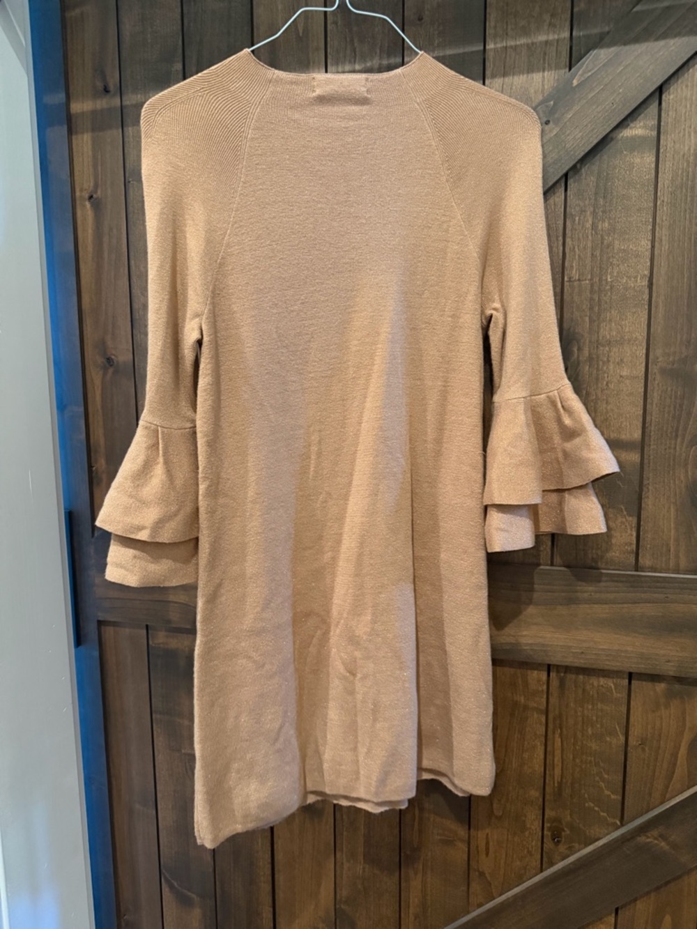 Women's Anthropologie Claudette Camel Bell-Sleeve Shift Dress - Picture 2 of 4